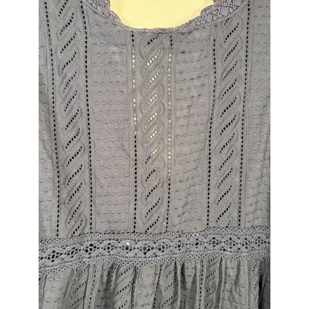 Melissa Odabash Victoria Black Mini Dress Size M Kaftan Cover Up Bell Sleeves - Picture 7 of 9